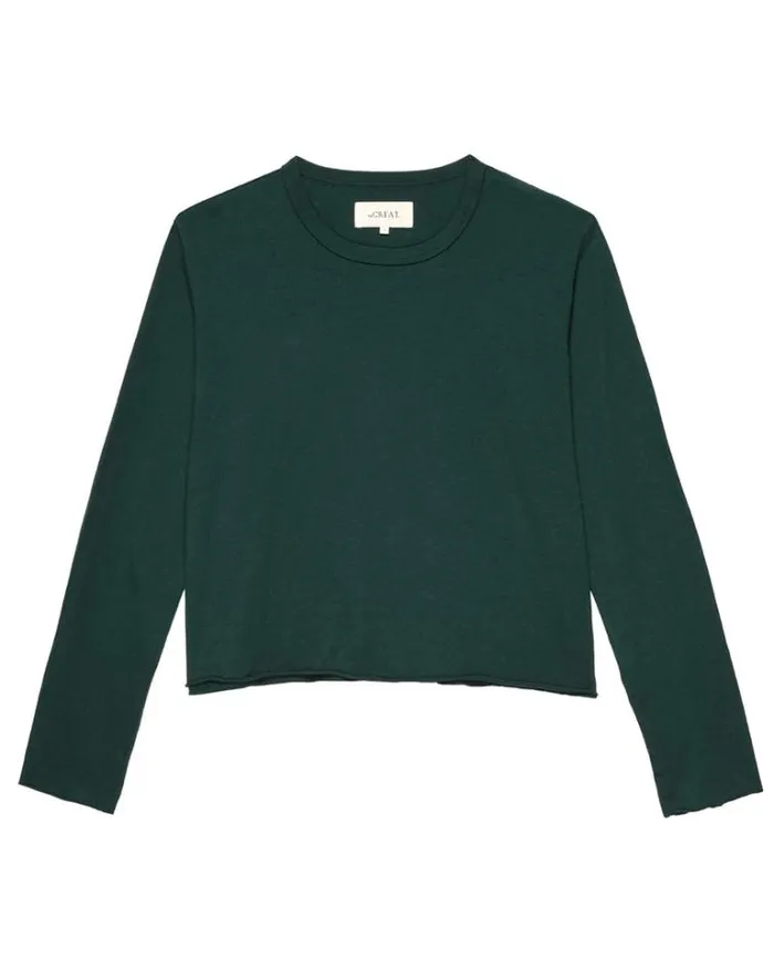 Tops Women039s The Great The Long Sleeve Crop Tee Green Grove