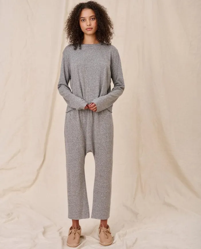 Tops Women039s The Great The Long Sleeve Crop Tee Heather Grey