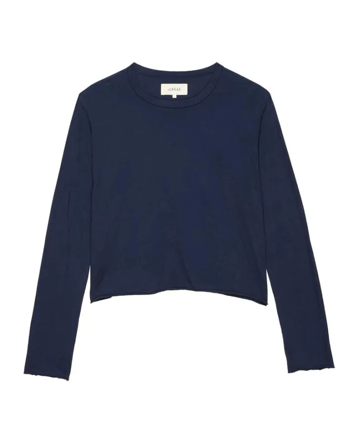 Tops Women039s The Great The Long Sleeve Crop Tee True Navy