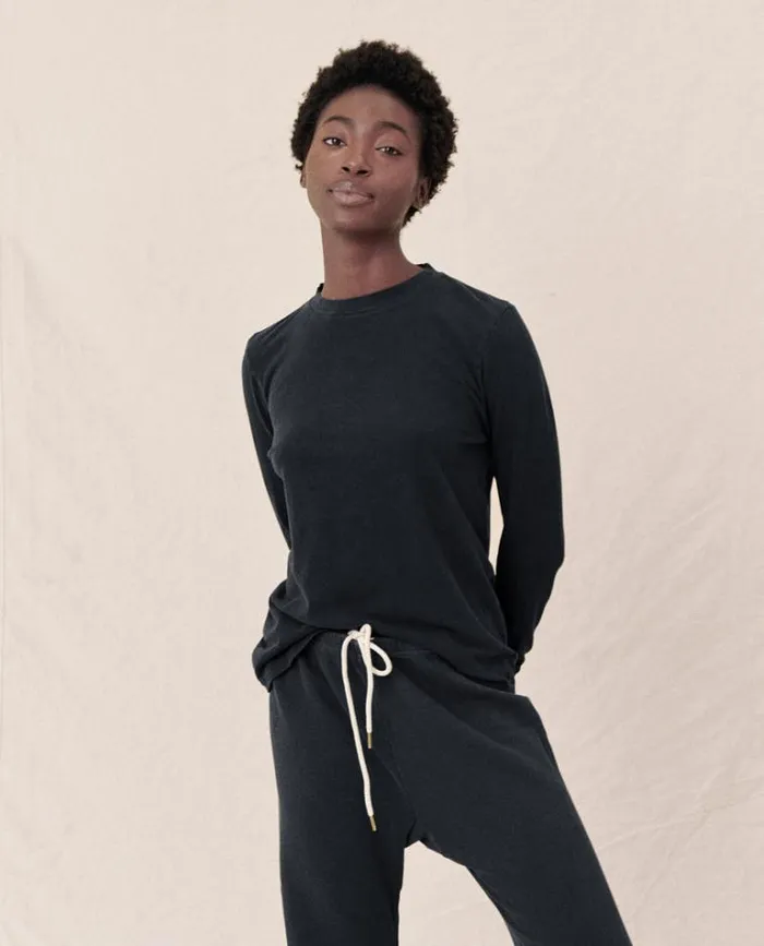 Tops Women039s The Great The Long Sleeve Slim Tee Almost Black