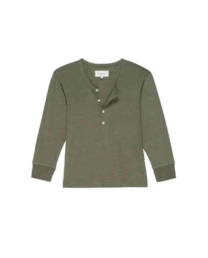 Tops Women039s The Great The Plunge Henley Faded Army