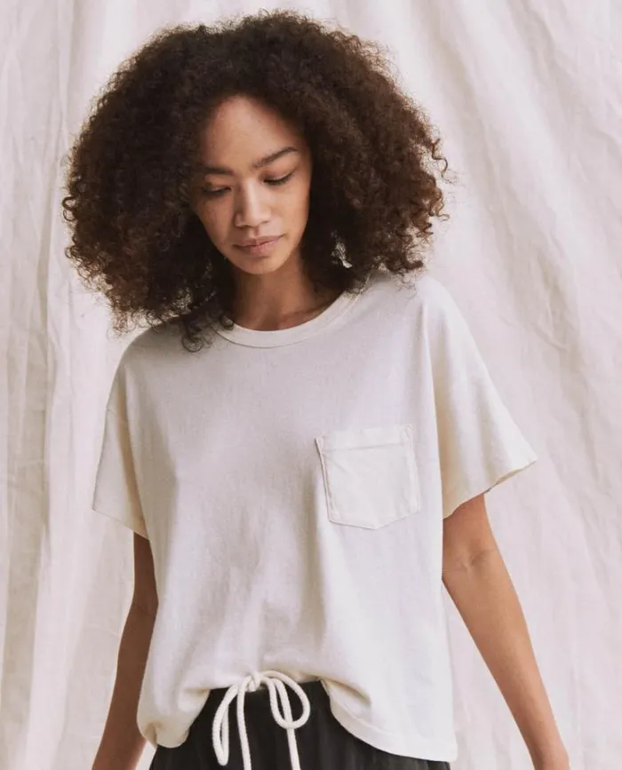 Tops Women039s The Great The Pocket Tee Washed White