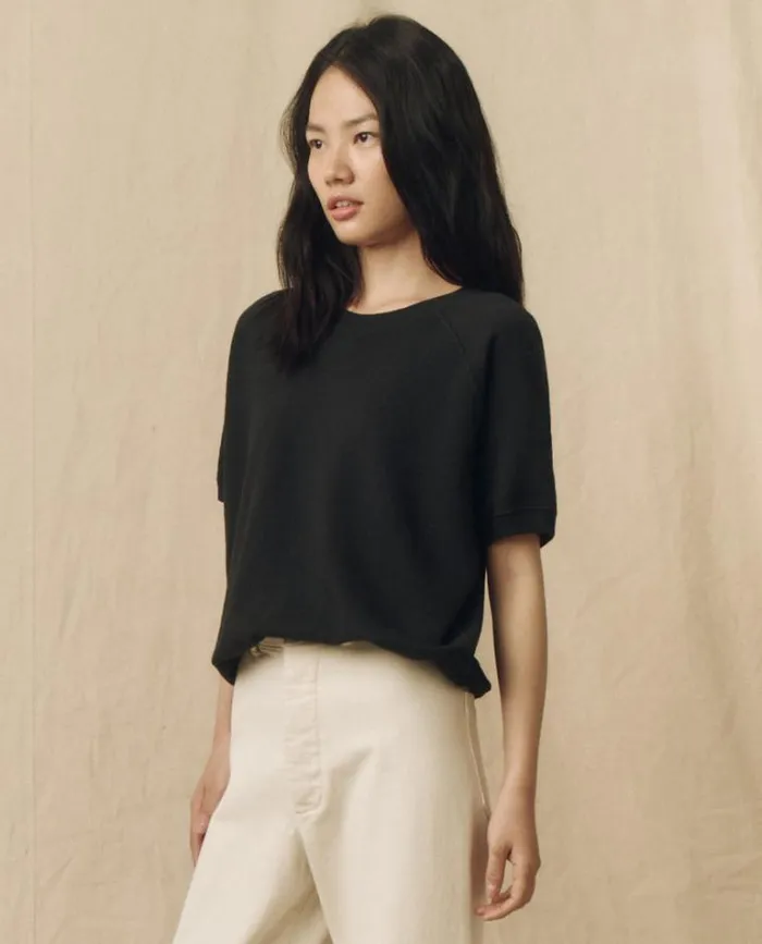 Tops Women039s The Great The Short Sleeve Sweatshirt Almost Black