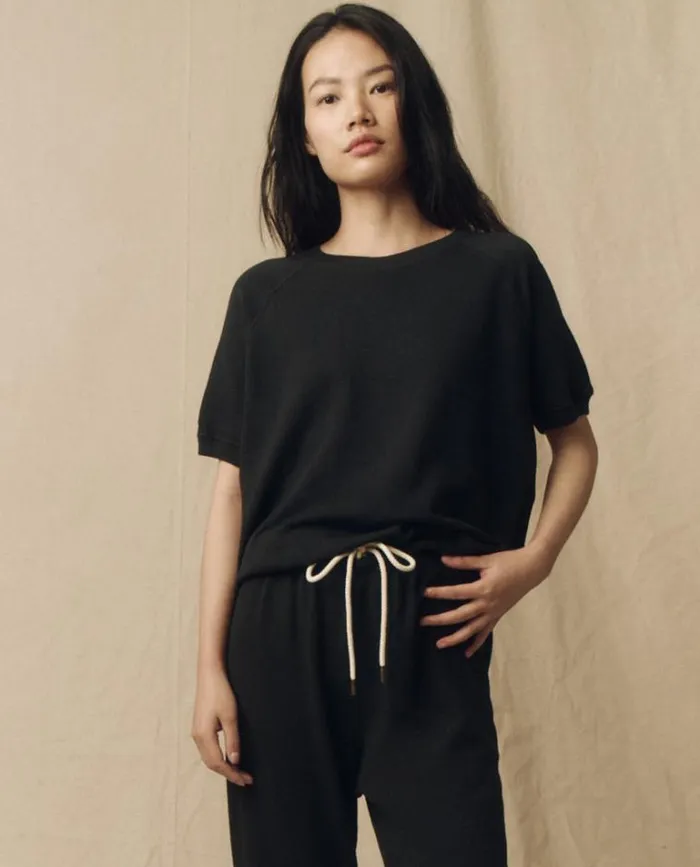 Tops Women039s The Great The Short Sleeve Sweatshirt Almost Black
