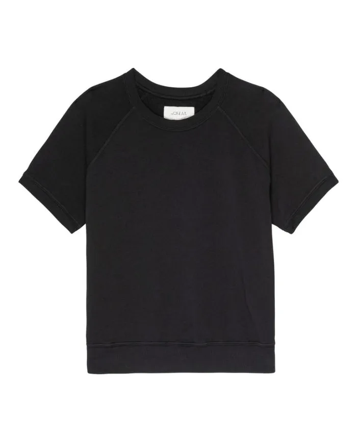 Tops Women039s The Great The Short Sleeve Sweatshirt Almost Black