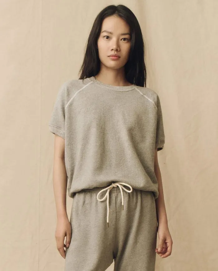 Tops Women039s The Great The Short Sleeve Sweatshirt Varsity Grey