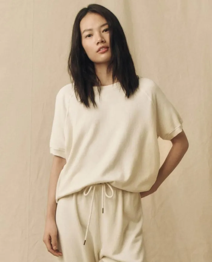 Tops Women039s The Great The Short Sleeve Sweatshirt Washed White