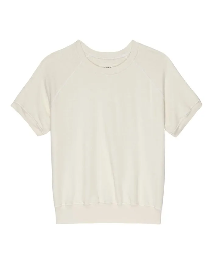 Tops Women039s The Great The Short Sleeve Sweatshirt Washed White