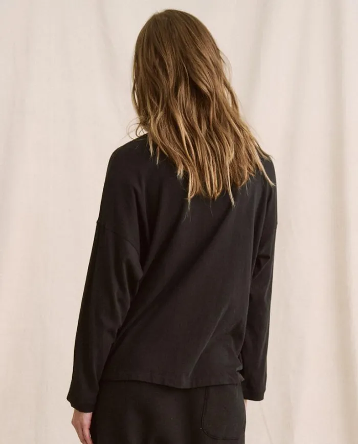 Tops Women039s The Great The Shrunken Henley Almost Black