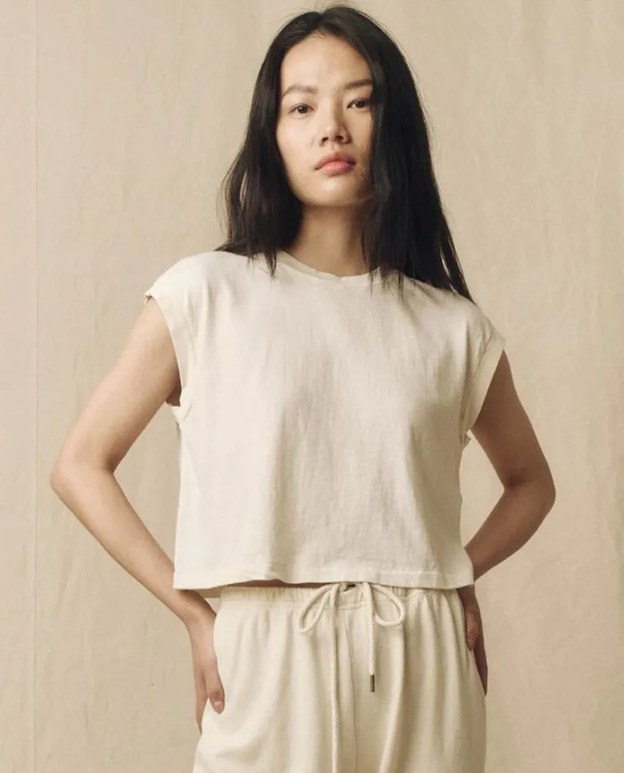Tops Women039s The Great The Square Tee Washed White