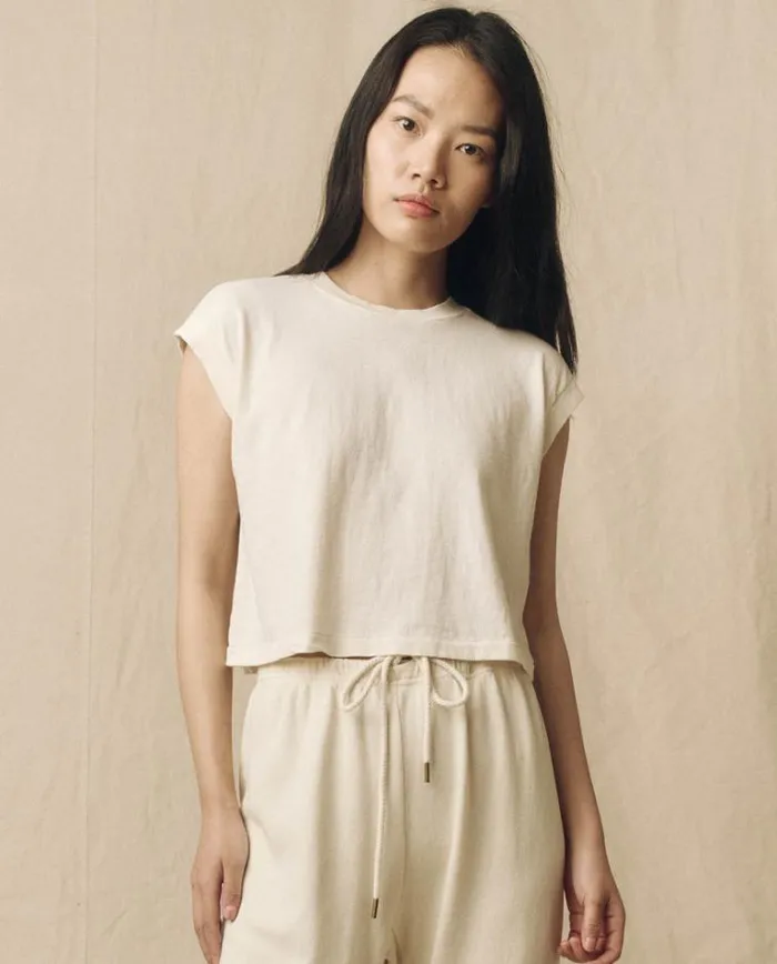 Tops Women039s The Great The Square Tee Washed White