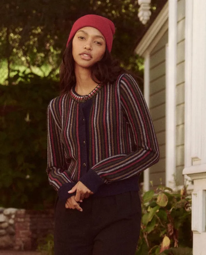 Tops Women039s The Great The Tiny Cardigan Navy Ticking Stripe
