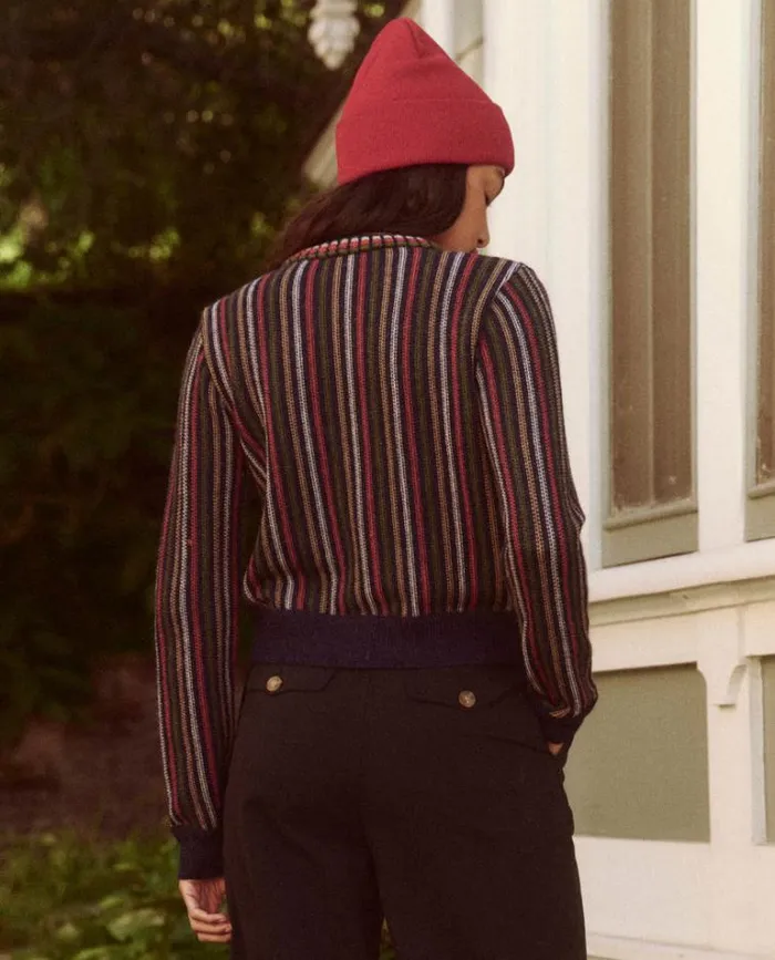 Tops Women039s The Great The Tiny Cardigan Navy Ticking Stripe