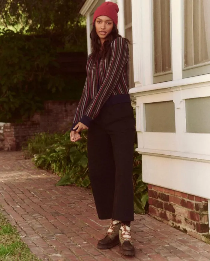 Tops Women039s The Great The Tiny Cardigan Navy Ticking Stripe
