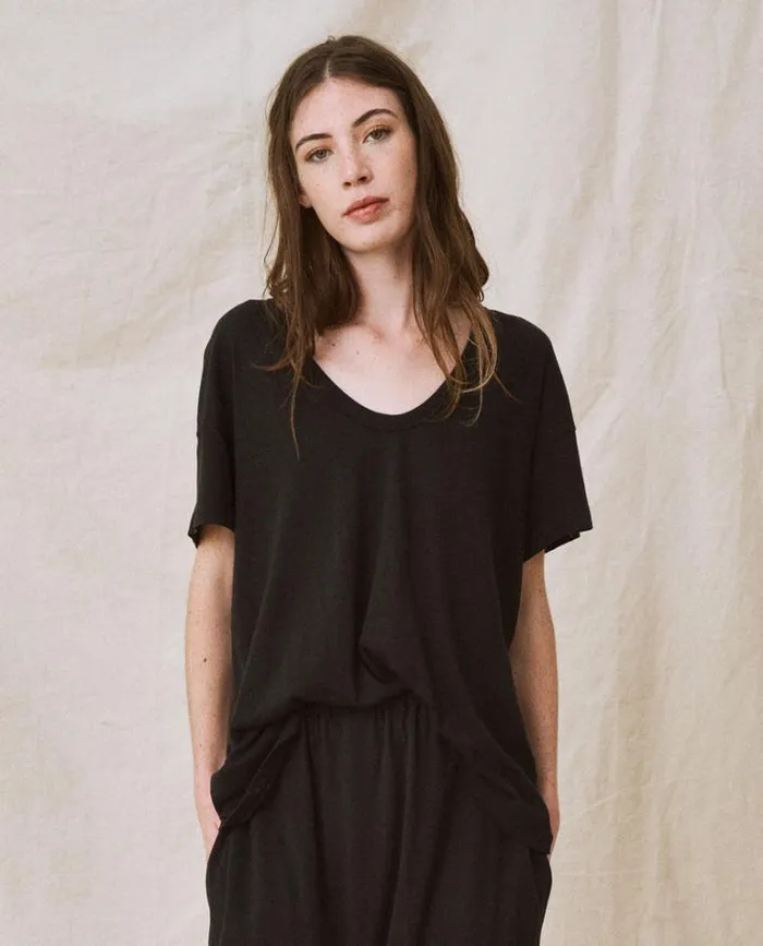 Tops Women039s The Great The UNeck Tee Almost Black