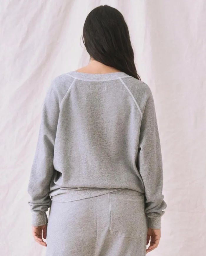 Tops Women039s The Great The VNeck Sweatshirt Varsity Grey