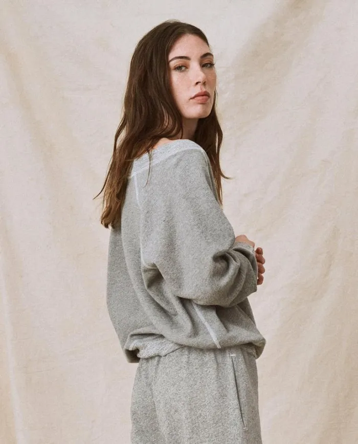 Tops Women039s The Great The VNeck Sweatshirt Varsity Grey