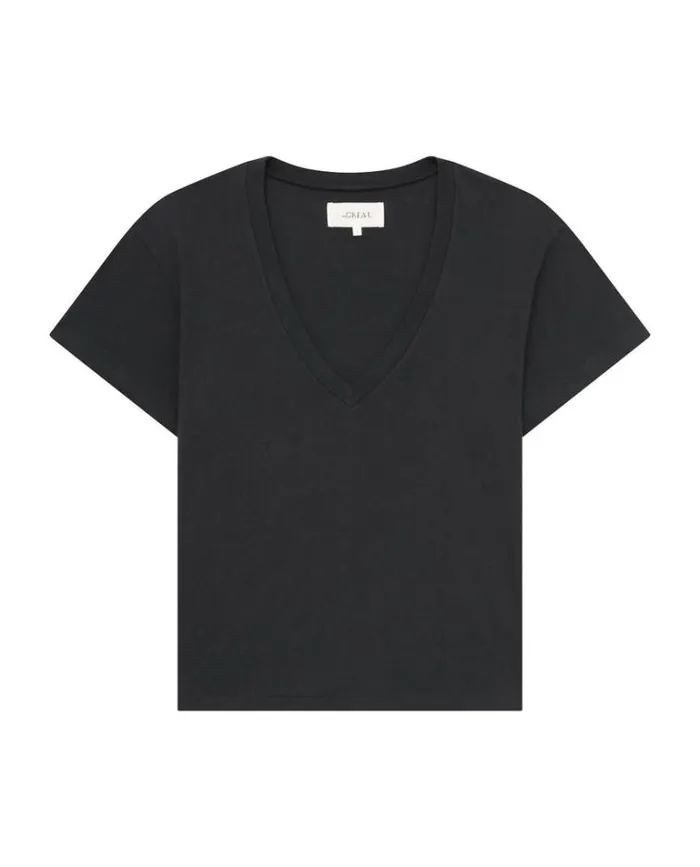 Tops Women039s The Great The VNeck Tee Almost Black