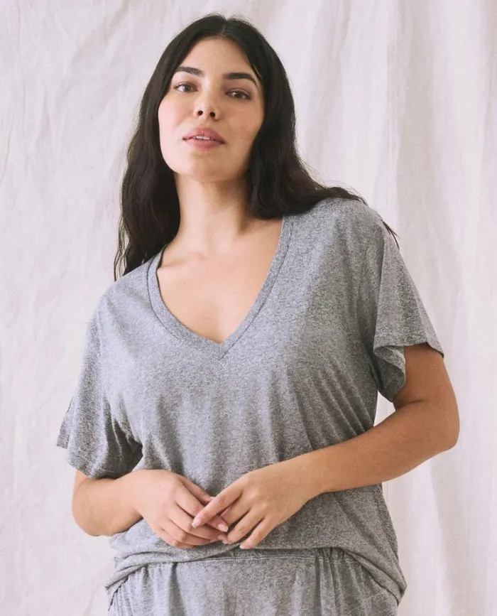 Tops Women039s The Great The VNeck Tee Heather Grey