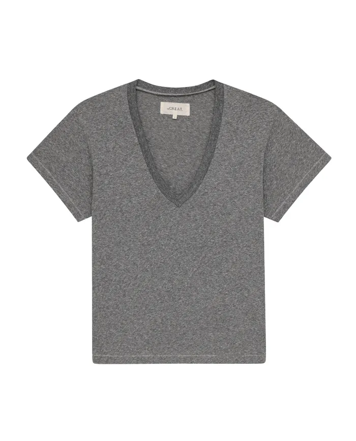 Tops Women039s The Great The VNeck Tee Heather Grey
