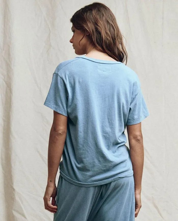 Tops Women039s The Great The VNeck Tee Vintage Cornflower