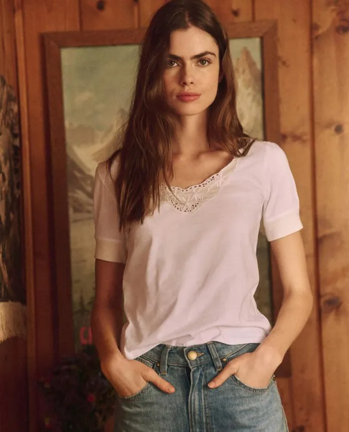 Tops Women039s The Great The Victorian Lace Tee True White