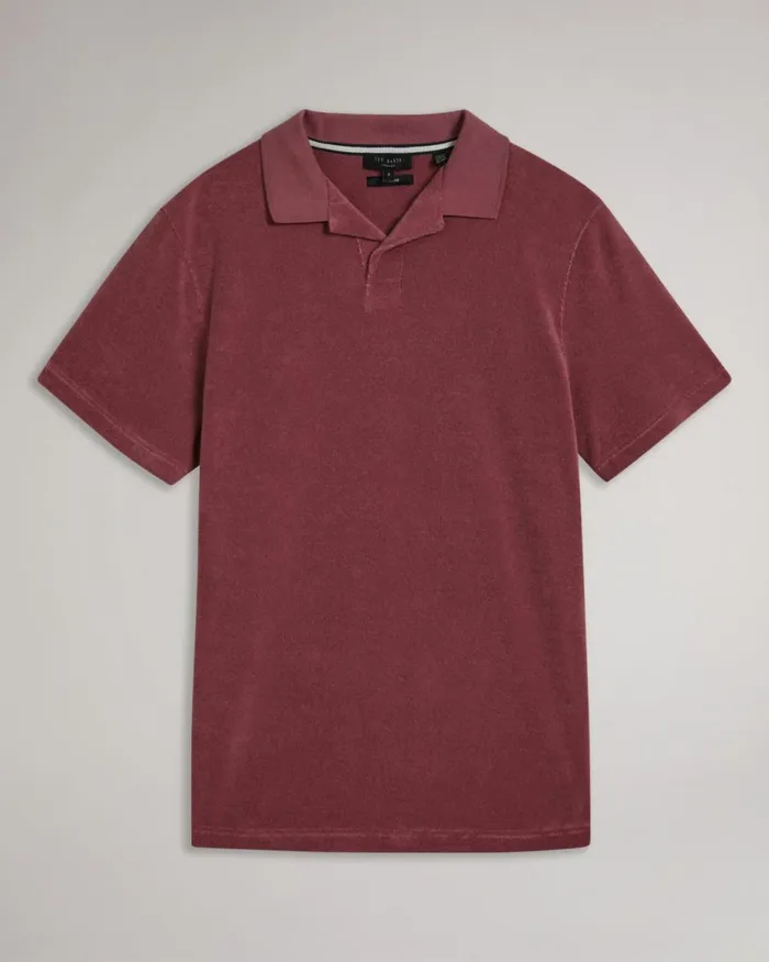 Towelling Revere Collar Polo Shirt Medium Pink Men Ted Baker Clothing