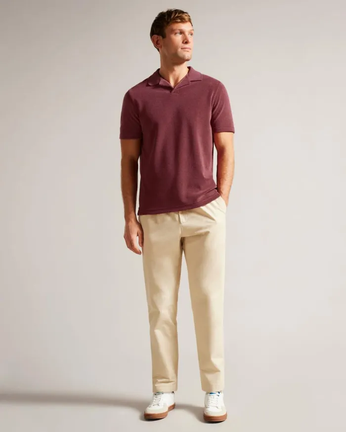 Towelling Revere Collar Polo Shirt Medium Pink Men Ted Baker Clothing Towelling Revere Collar Polo Shirt Medium Pink Men Ted Baker Clothing