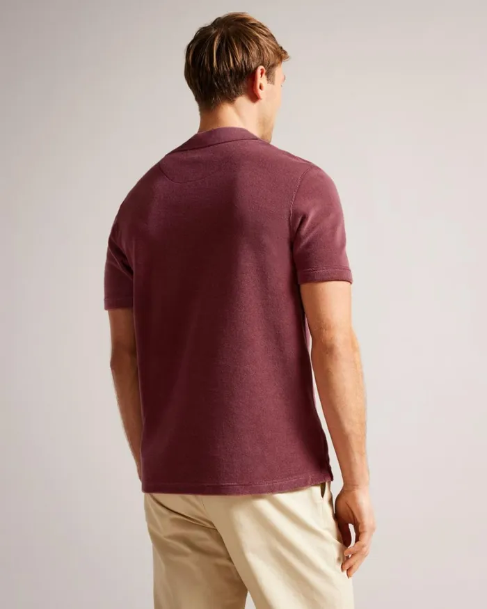 Towelling Revere Collar Polo Shirt Medium Pink Men Ted Baker Clothing Towelling Revere Collar Polo Shirt Medium Pink Men Ted Baker Clothing