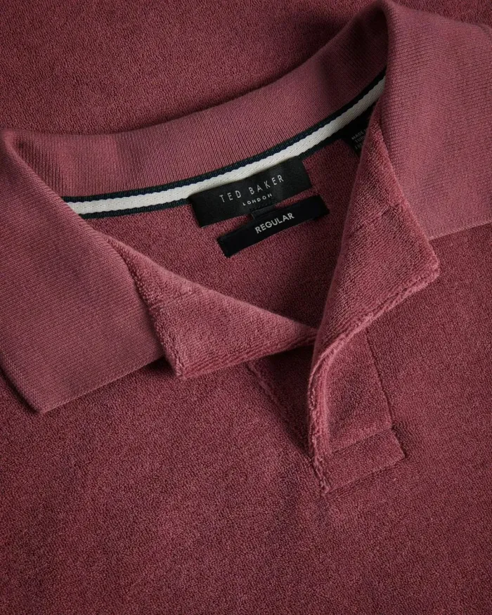 Towelling Revere Collar Polo Shirt Medium Pink Men Ted Baker Clothing Towelling Revere Collar Polo Shirt Medium Pink Men Ted Baker Clothing