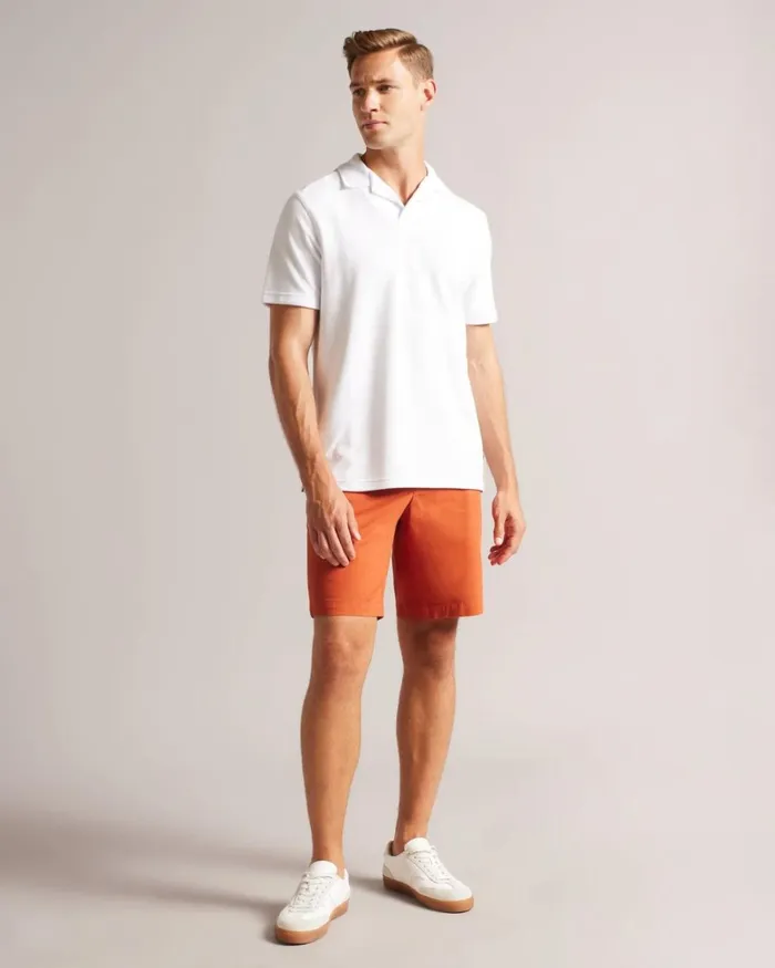 Towelling Revere Collar Polo Shirt White Men Ted Baker Clothing Towelling Revere Collar Polo Shirt White Men Ted Baker Clothing