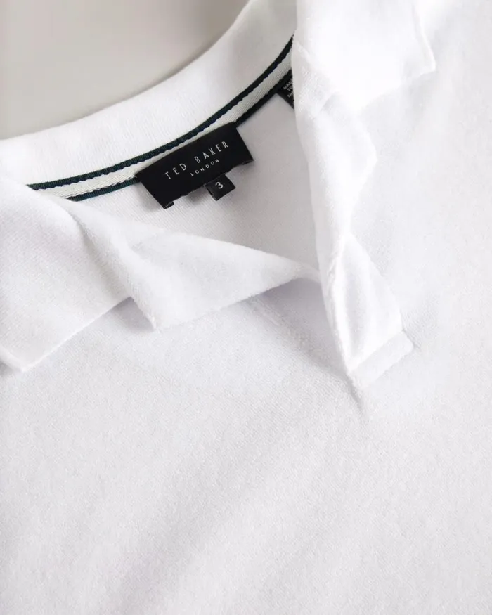 Towelling Revere Collar Polo Shirt White Men Ted Baker Clothing Towelling Revere Collar Polo Shirt White Men Ted Baker Clothing