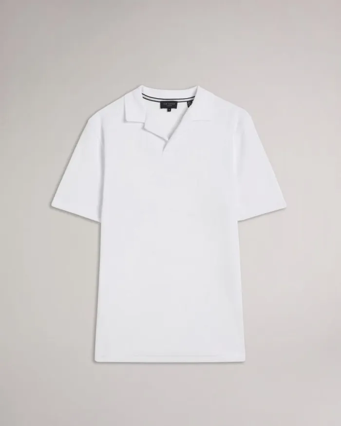 Towelling Revere Collar Polo Shirt White Men Ted Baker Clothing Towelling Revere Collar Polo Shirt White Men Ted Baker Clothing