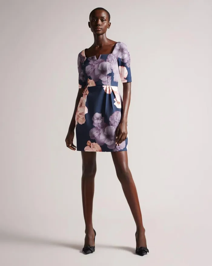 Tulip Skirt Dress Dark Navy Women Ted Baker Dresses Tulip Skirt Dress Dark Navy Women Ted Baker Dresses