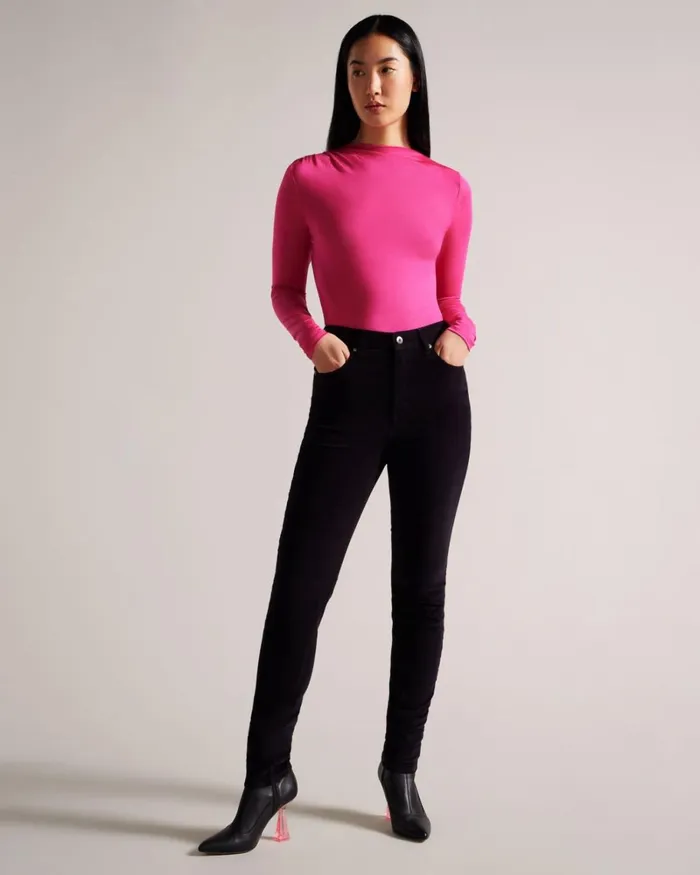 Twist Neck Fitted Top DeepPink Women Ted Baker Clothing