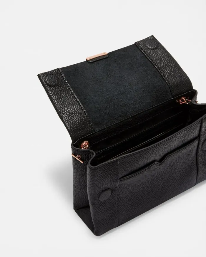 UNLINED SOFT LEATHER XBODY BAG Black Women Ted Baker Bags