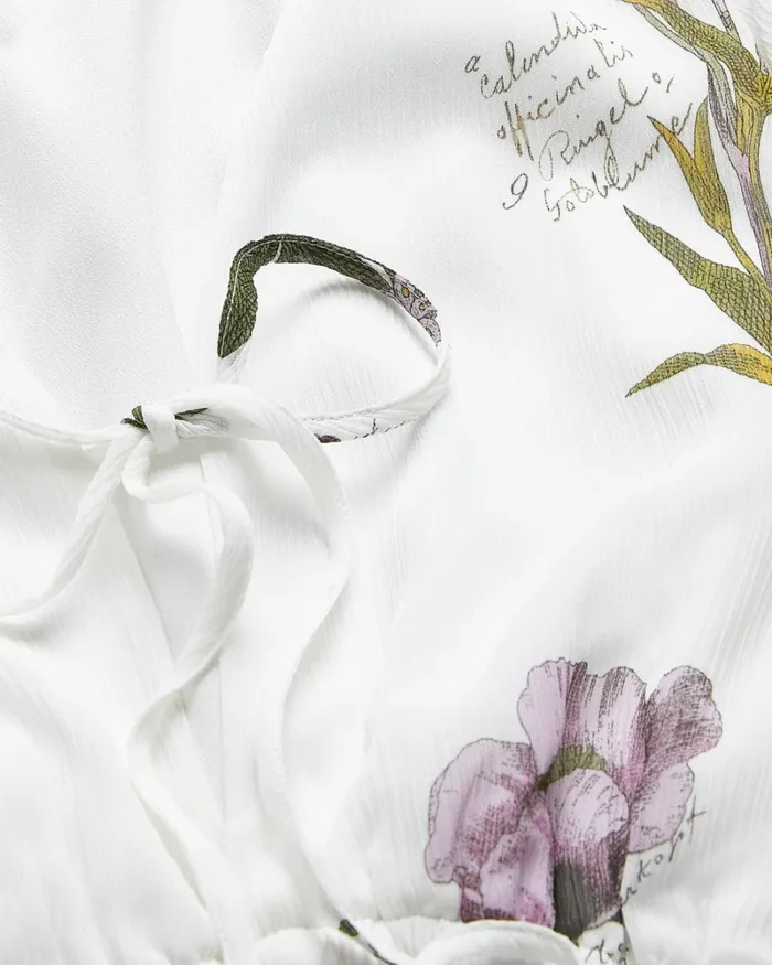 V Neck Peplum Waist Mini Dress White Women Ted Baker Dresses