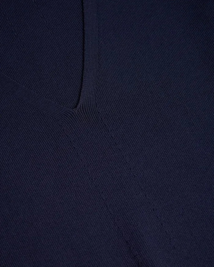 V Neck Slim Fit Knit Top Dark Blue Women Ted Baker Clothing