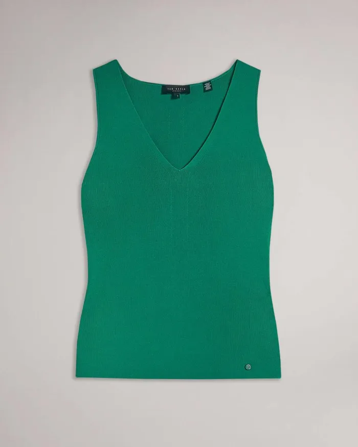 VNeck Slim Fit Knit Top Green Women Ted Baker Tops and TShirts