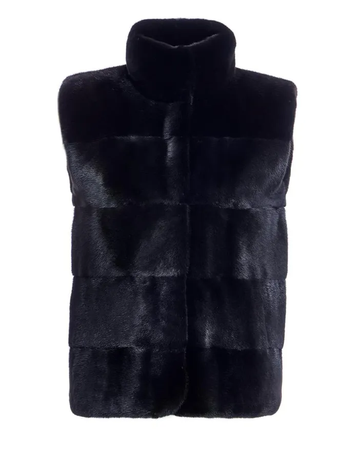 Vests Women039s Maximilian Blackglama Horizontal Mink Vest