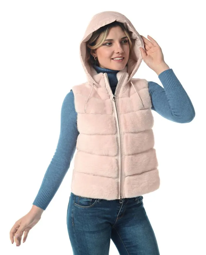 Vests Women039s Maximilian Hooded Mink Vest