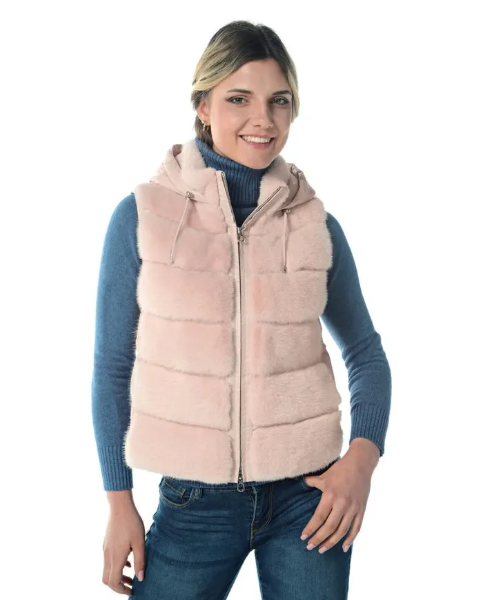 Vests Women039s Maximilian Hooded Mink Vest