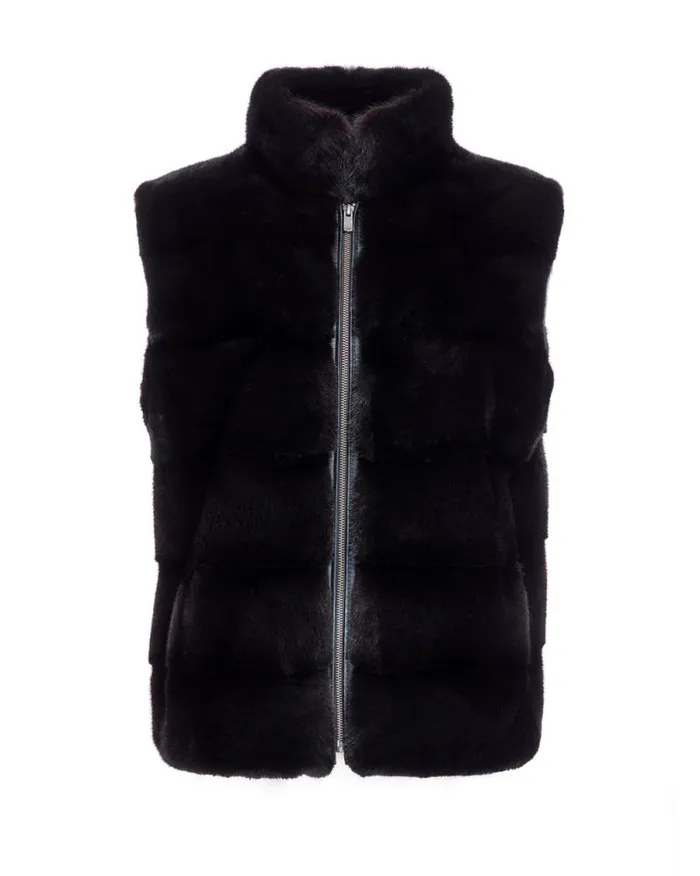 Vests Women039s Maximilian Horizontal Mink Vest
