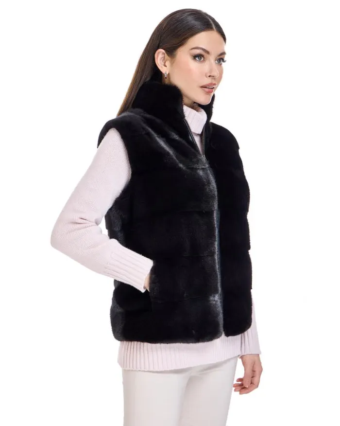 Vests Women039s Maximilian Horizontal Mink Vest