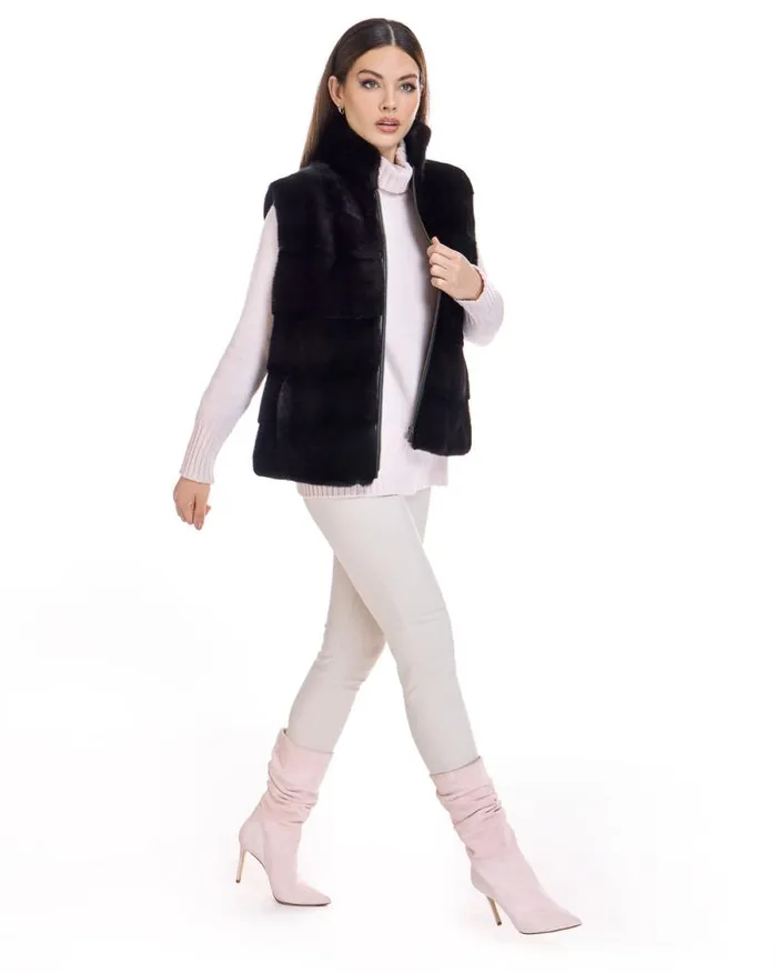 Vests Women039s Maximilian Horizontal Mink Vest