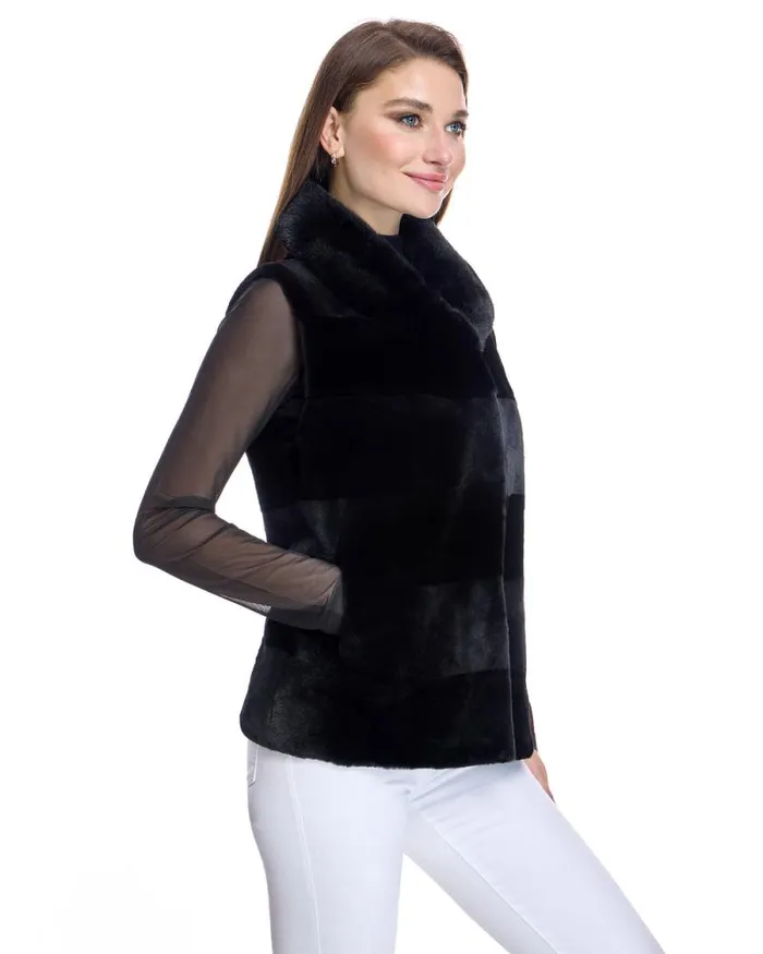 Vests Women039s Maximilian Horizontal Sheared Mink Vest