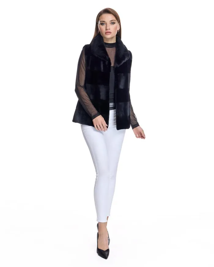 Vests Women039s Maximilian Horizontal Sheared Mink Vest