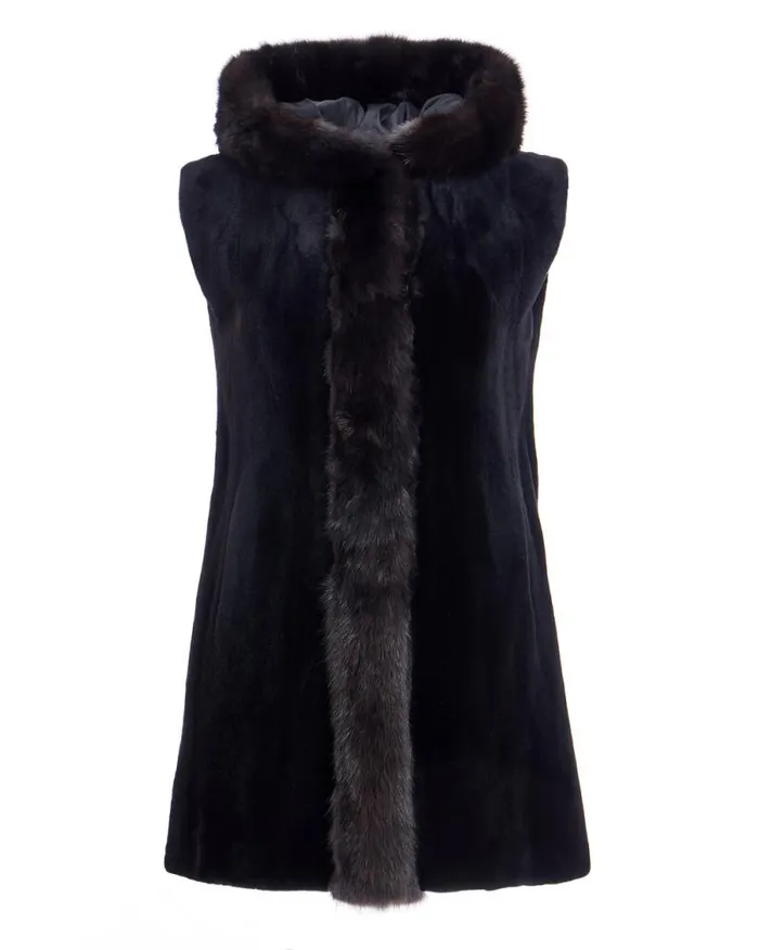 Vests Women039s Maximilian Reversible Sheared Mink and Sable Section Vest