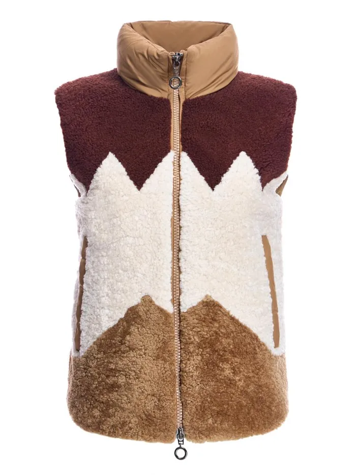 Vests Women039s Maximilian Shearling Lamb Vest With Nylon Puffer Back