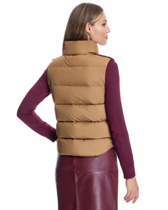 Vests Women039s Maximilian Shearling Lamb Vest With Nylon Puffer Back
